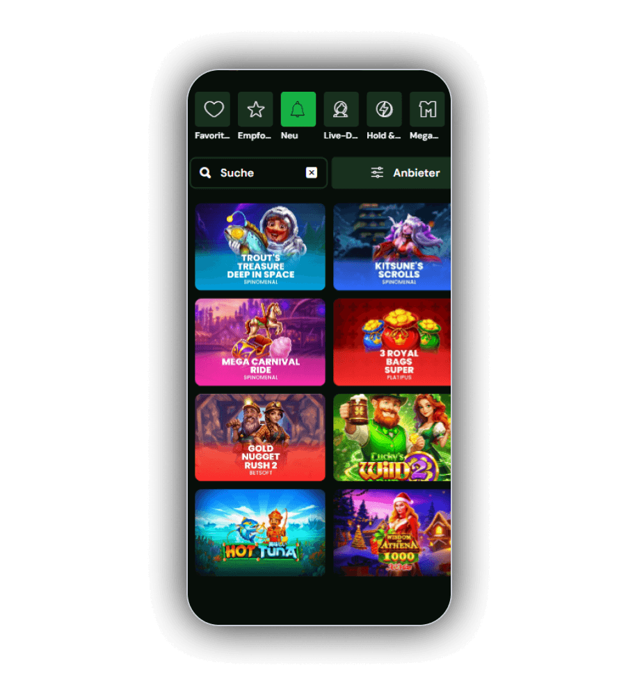 Pandazino games lobby with slots, live tables and tournaments